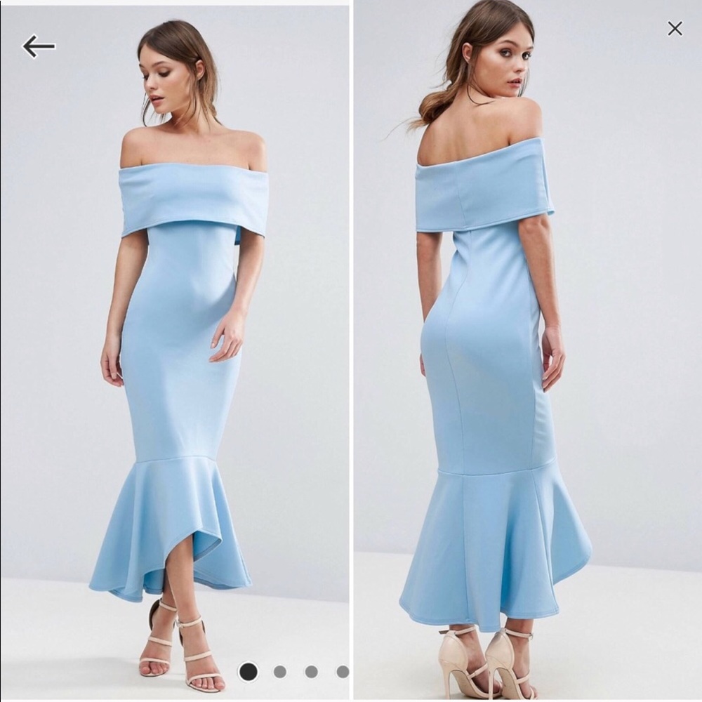 ASOS off the shoulder peplum dress Bardot